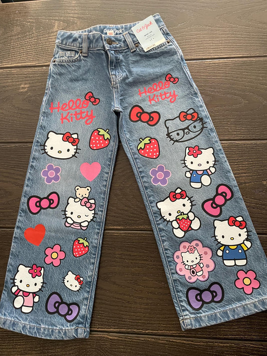 Hello Kitty Custom Wide Leg Jeans