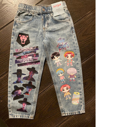 Custom Anime Jeans - Unique Graphic Jeans K-Pop Demon Hunters Inspired Streetwear