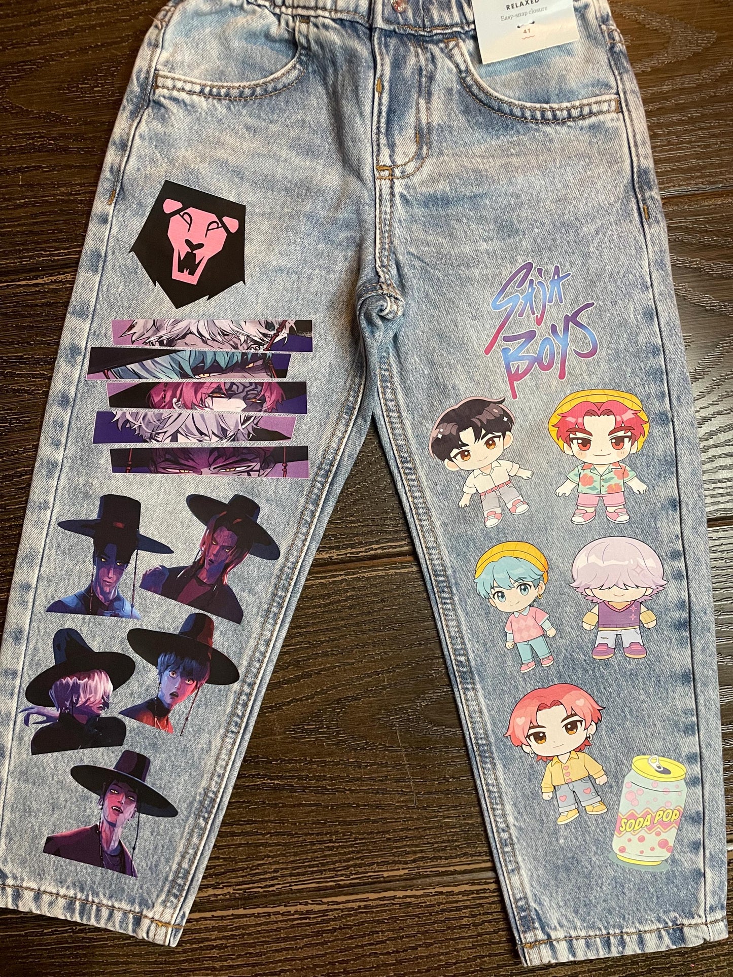 Custom Anime Jeans - Unique Graphic Jeans K-Pop Demon Hunters Inspired Streetwear