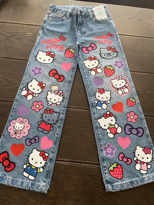 Hello Kitty Custom Wide Leg Jeans