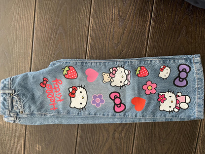 Hello Kitty Custom Wide Leg Jeans