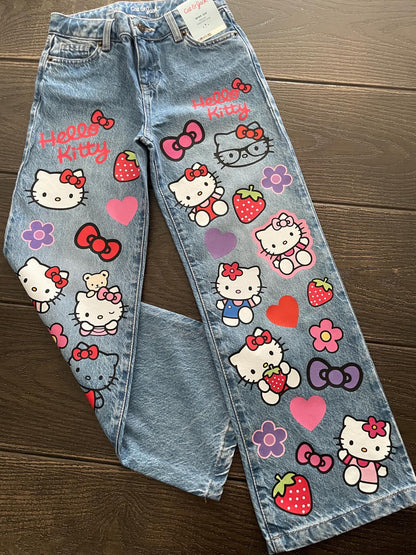 Hello Kitty Custom Wide Leg Jeans