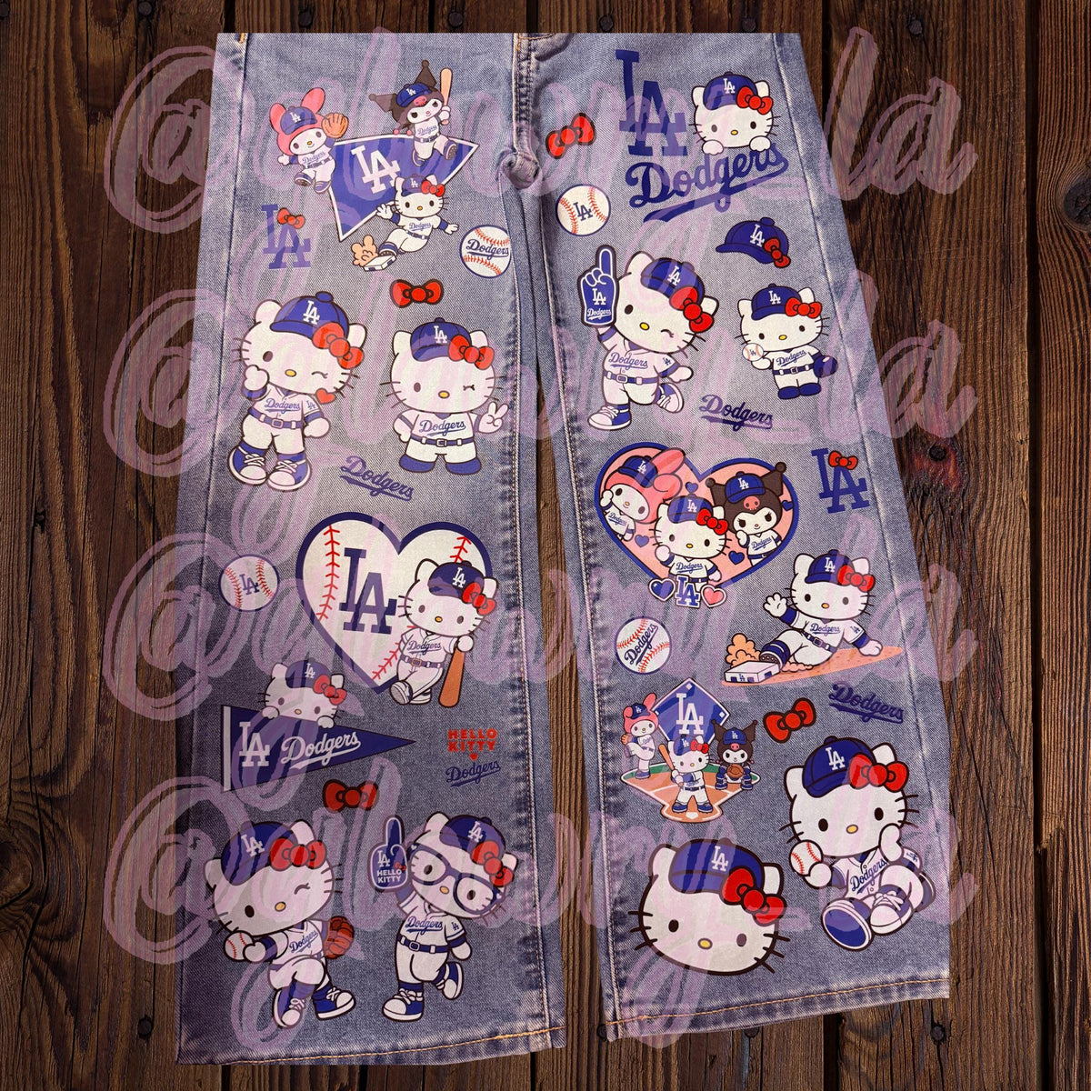 Los Angeles HK Dodgers Jeans for Baseball Games, Cute Girly Baseball Jeans, MLB Fan Apparel, Personalized Graphic Jeans For Kids L.A.D